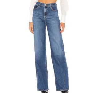 J Brand x Elsa Hosk Monday Jean in Workday Blue Wide Leg Puddle Pants Jeans 28